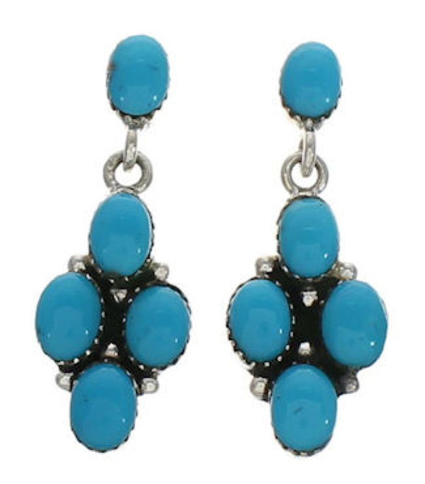 Sterling Silver Turquoise Dangle Post Earrings Jewelry TX26186